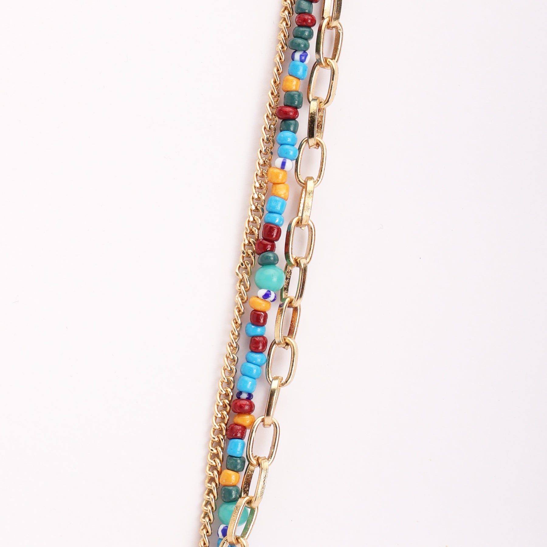 LAIDA Multi Layered Blue Evil Eye Shell Long Chain