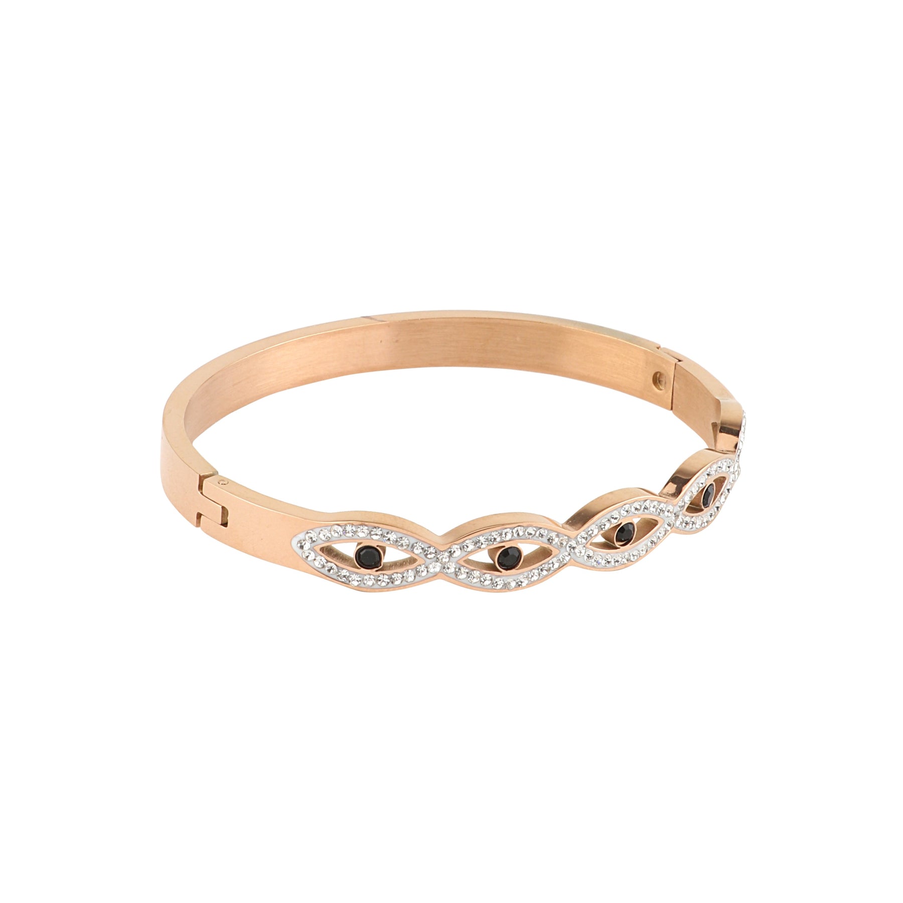 Anne Rose Gold Plated Multi Evil Eye - Bangle Bracelet