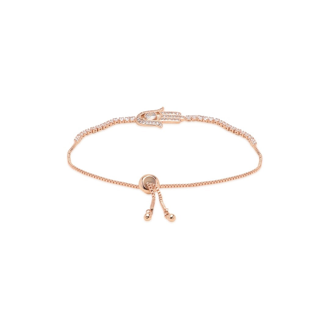 LAIDA Rose Gold Plated Hamsa Adjustable Barcelet