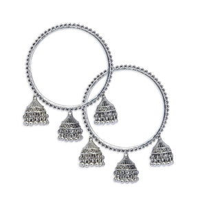 Laida Set Of 2 Silver-Plated Ghungroo Studded Bangle