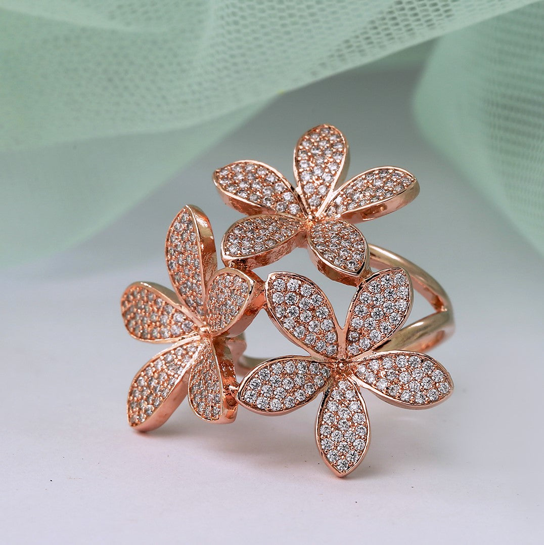 Laida Women Rose Gold toned Rose Gold Plated Handcrafted Finger Ring