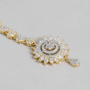 Laida Gold-Plated Handcrafted American Diamond Studded Maang Tikka