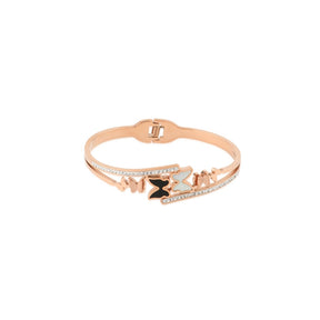 Laida Women Rose Gold & White Rose Gold-Plated Cuff Bracelet