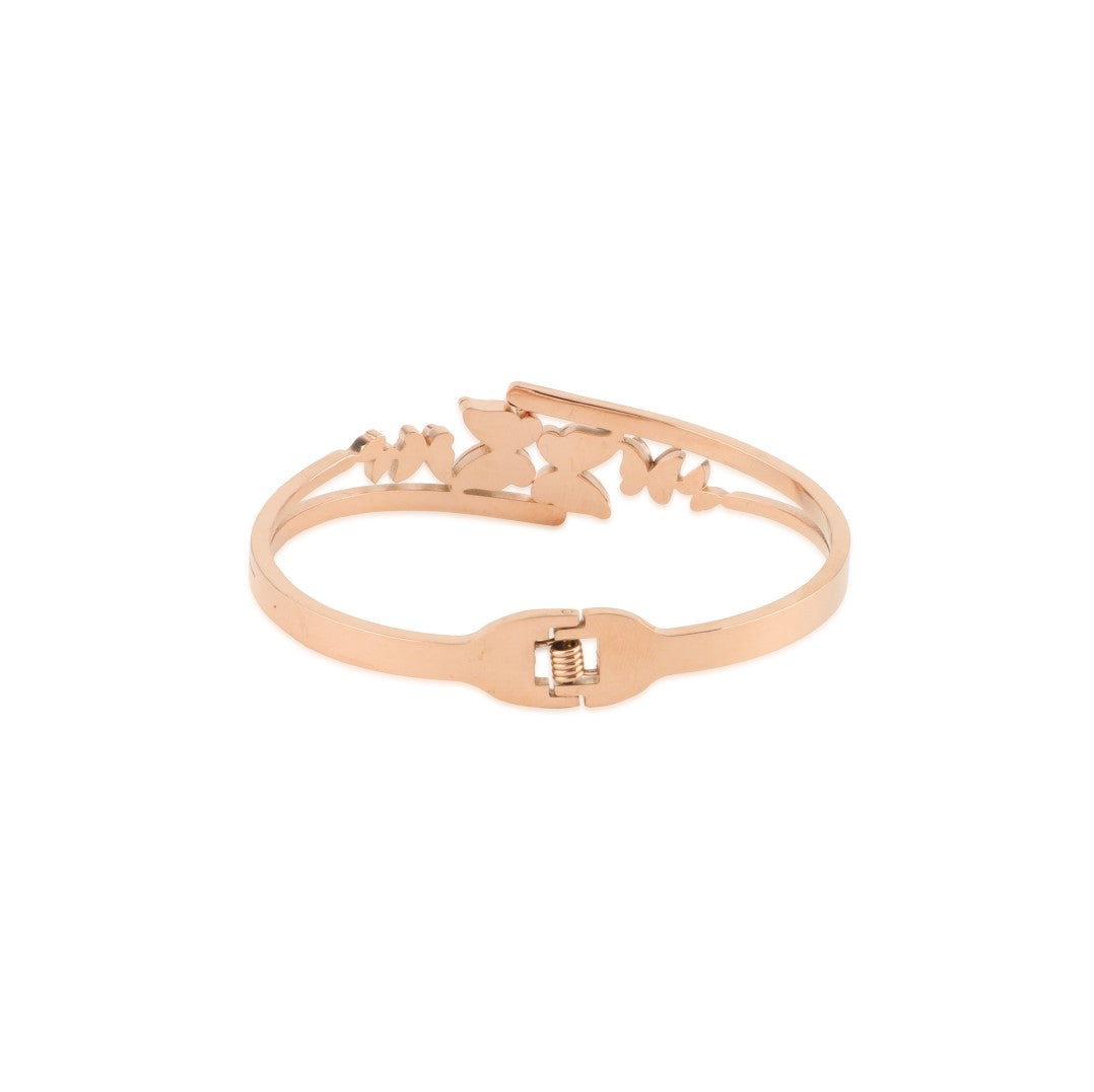 Laida Women Rose Gold & White Rose Gold-Plated Cuff Bracelet