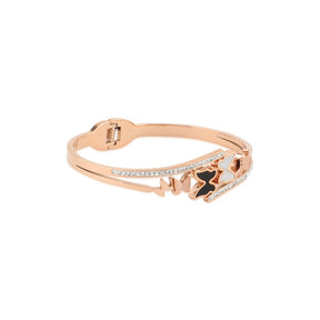 Laida Women Rose Gold & White Rose Gold-Plated Cuff Bracelet