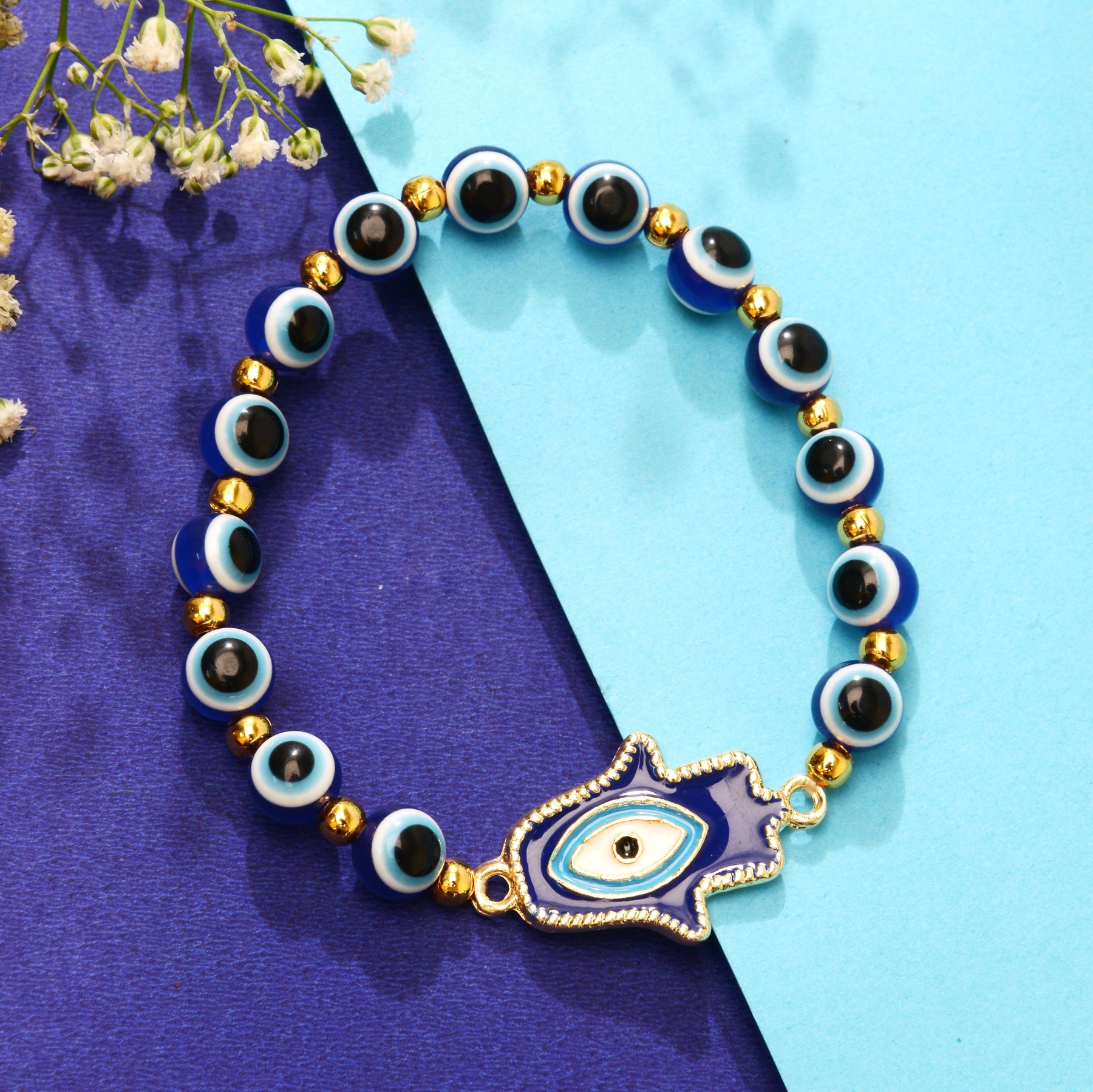 LAIDA Stretchable Evil Eye Hamsa Bracelet