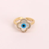 LAIDA Clover Evil Eye Adjustable Finger Ring