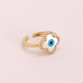 LAIDA Clover Evil Eye Adjustable Finger Ring