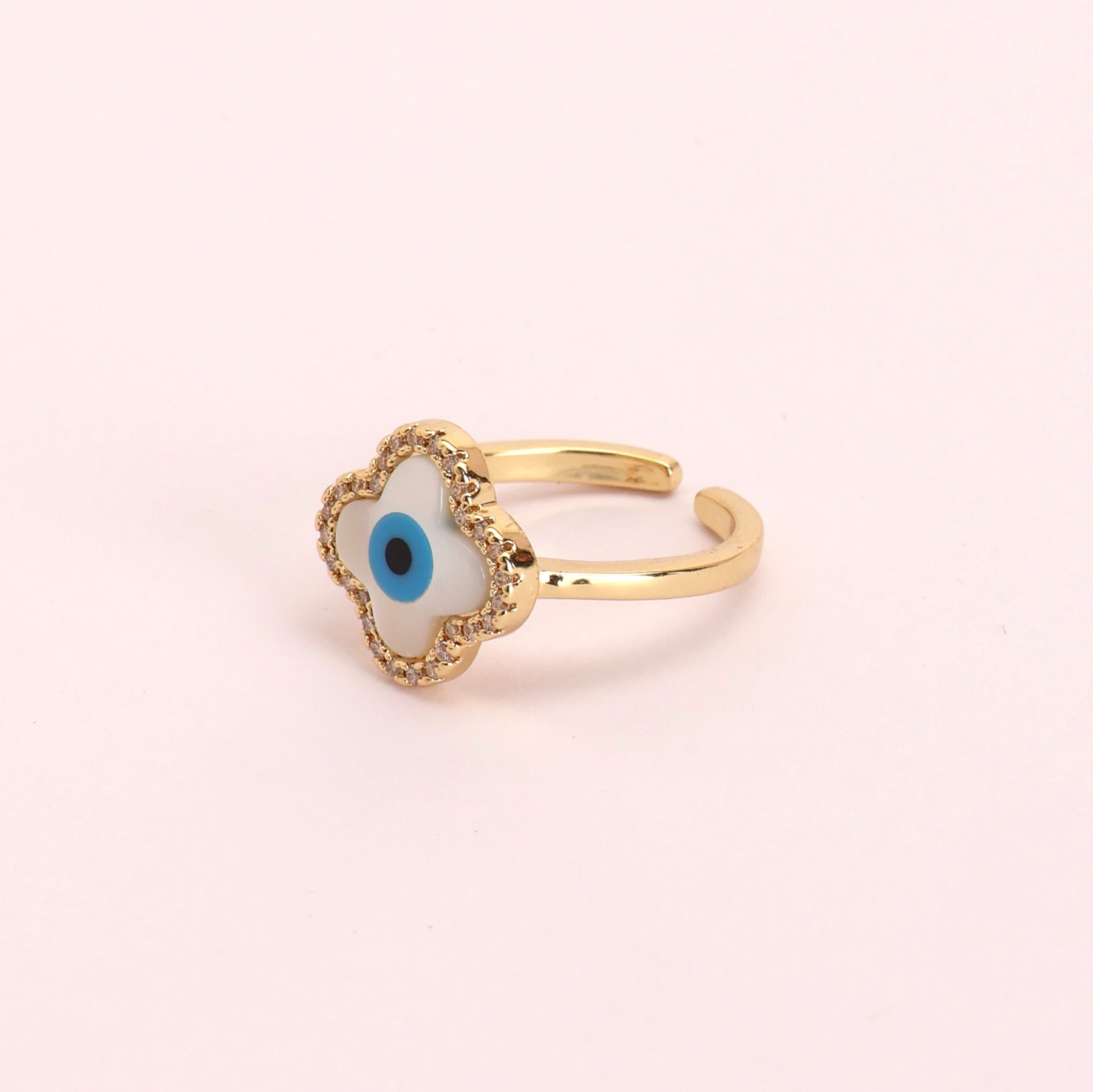 LAIDA Clover Evil Eye Adjustable Finger Ring