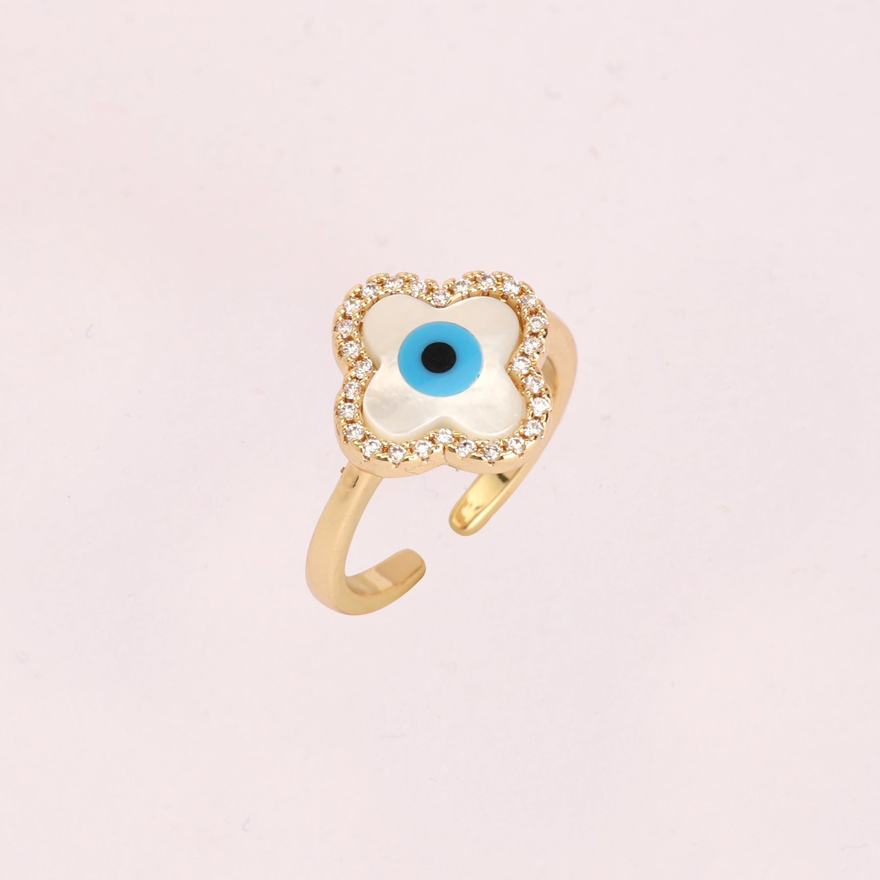 LAIDA Clover Evil Eye Adjustable Finger Ring