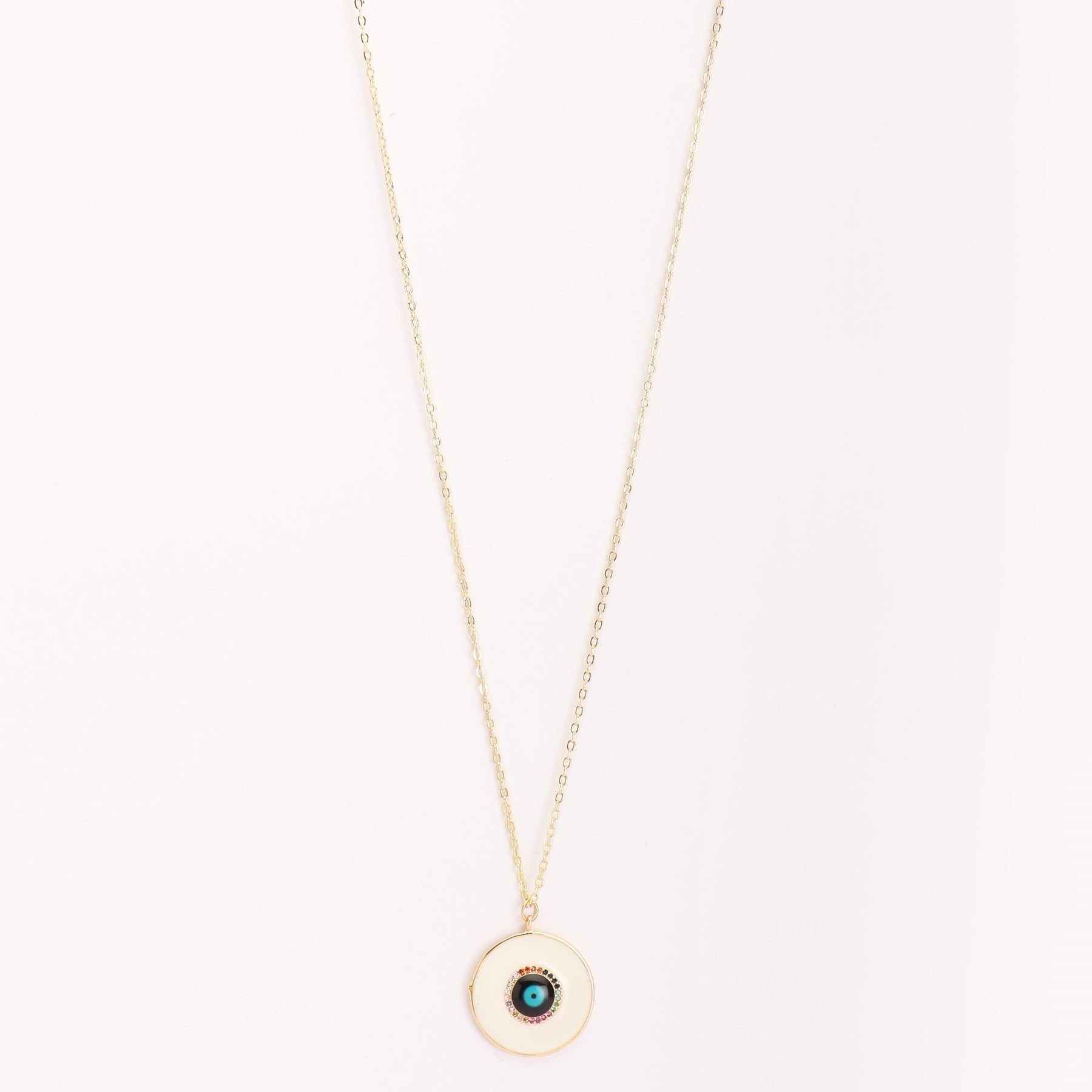 LAIDA Gold Plated White Evil Eye Pendant