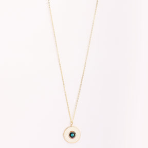 LAIDA Gold Plated White Evil Eye Pendant