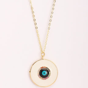 LAIDA Gold Plated White Evil Eye Pendant