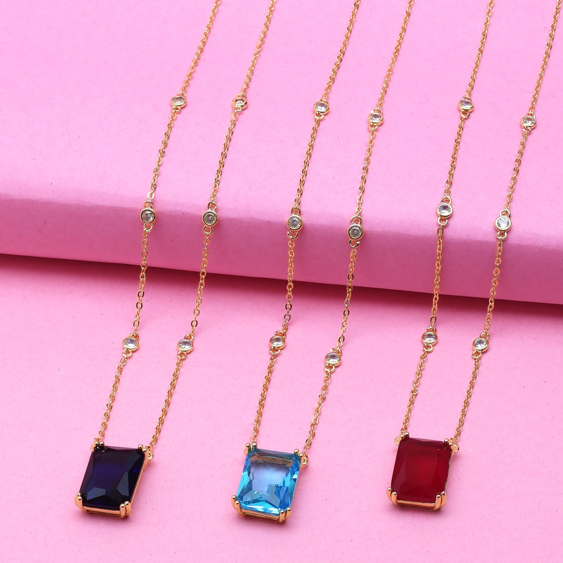 LAIDA Gold Plated Square Turquoise Stone Pendant