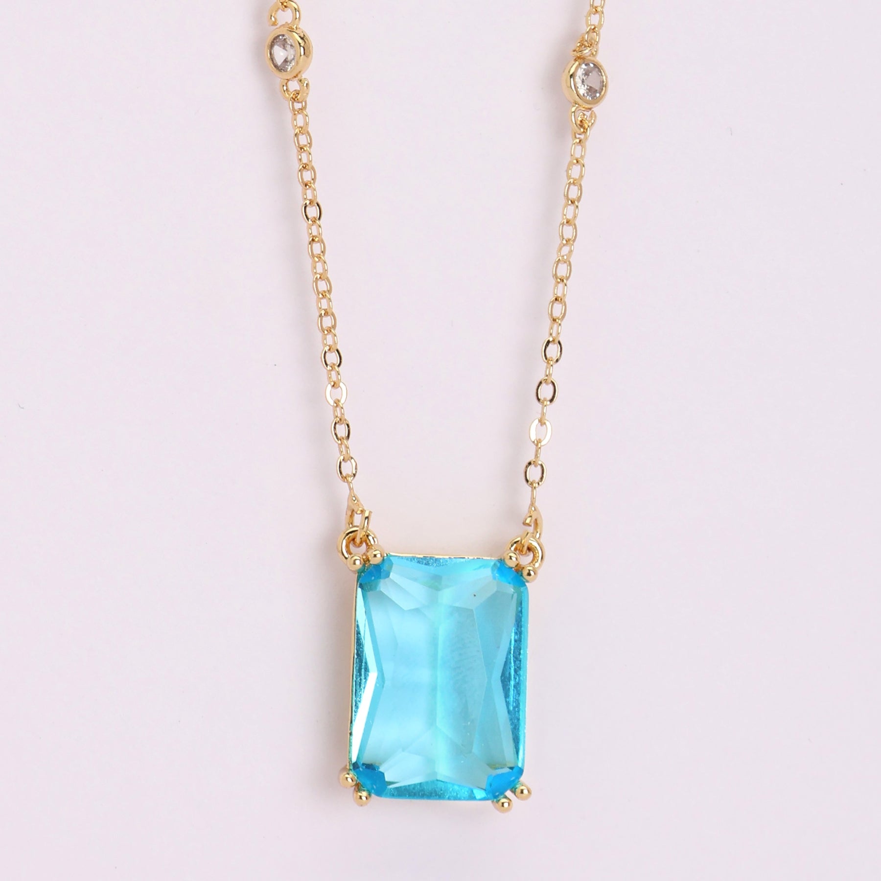 LAIDA Gold Plated Square Turquoise Stone Pendant