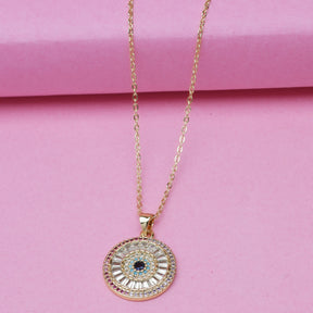 LAIDA Gold Plated American Diamond Polki Evil Eye Pendant