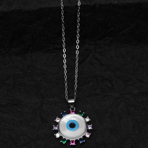 Silver Plated Evil Eye Multi-colored Pendant