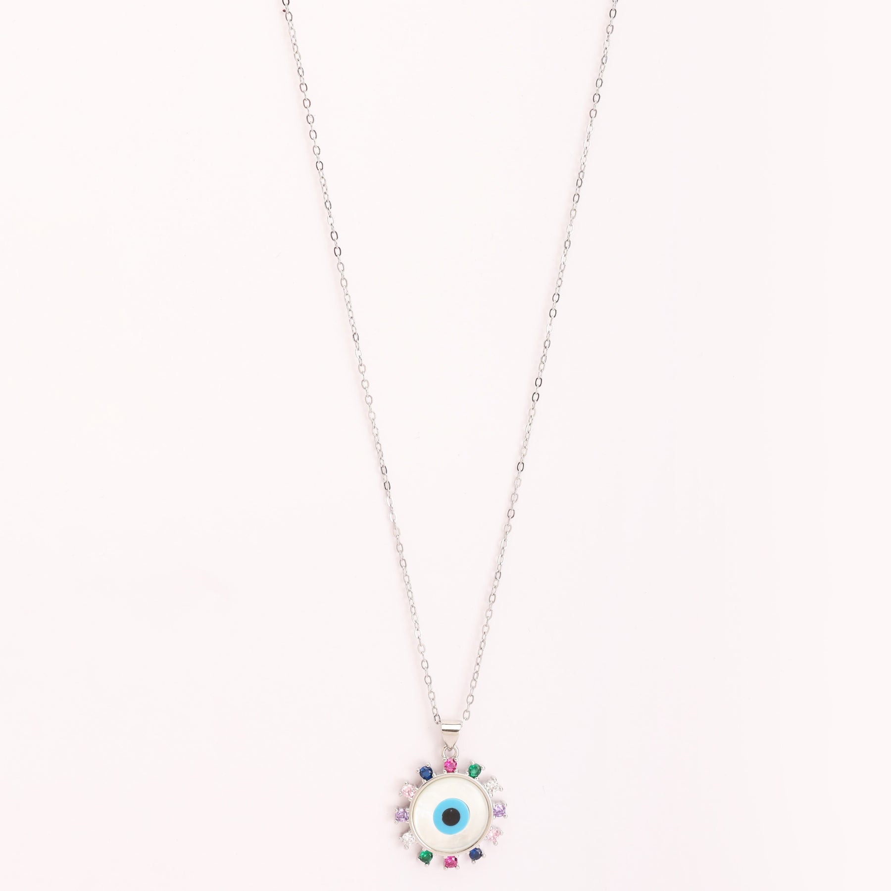 Silver Plated Evil Eye Multi-colored Pendant