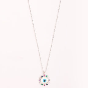 Silver Plated Evil Eye Multi-colored Pendant