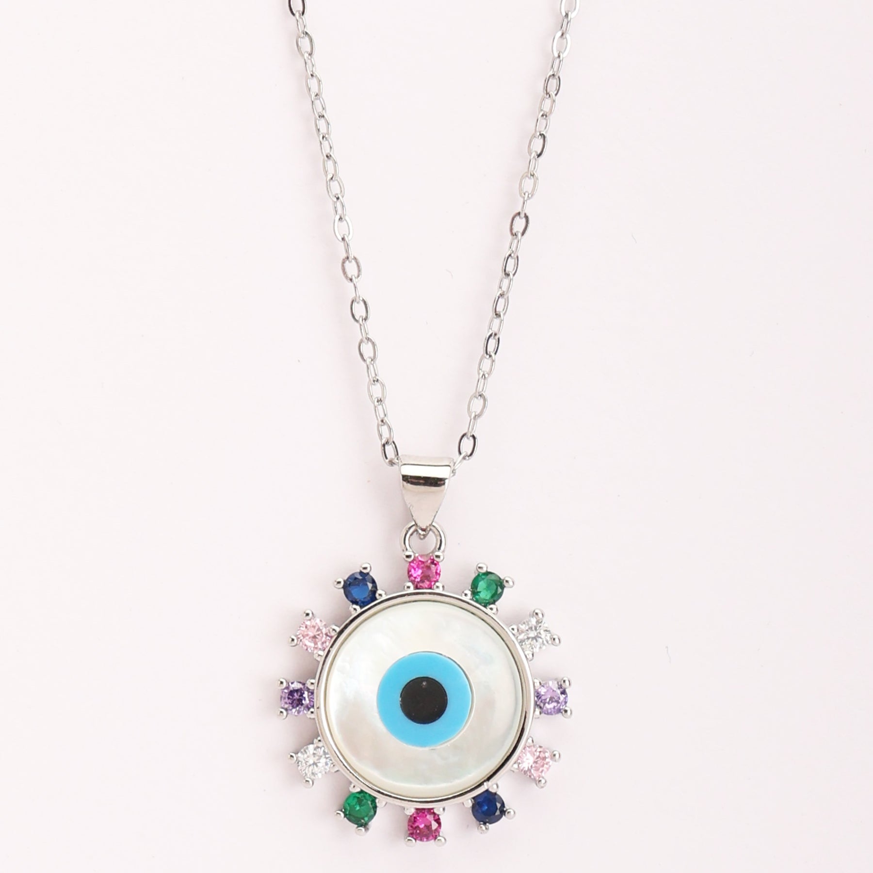 Silver Plated Evil Eye Multi-colored Pendant