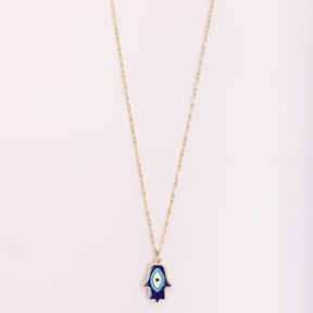 LAIDA Gold Plated Blue Hamsa Pendant