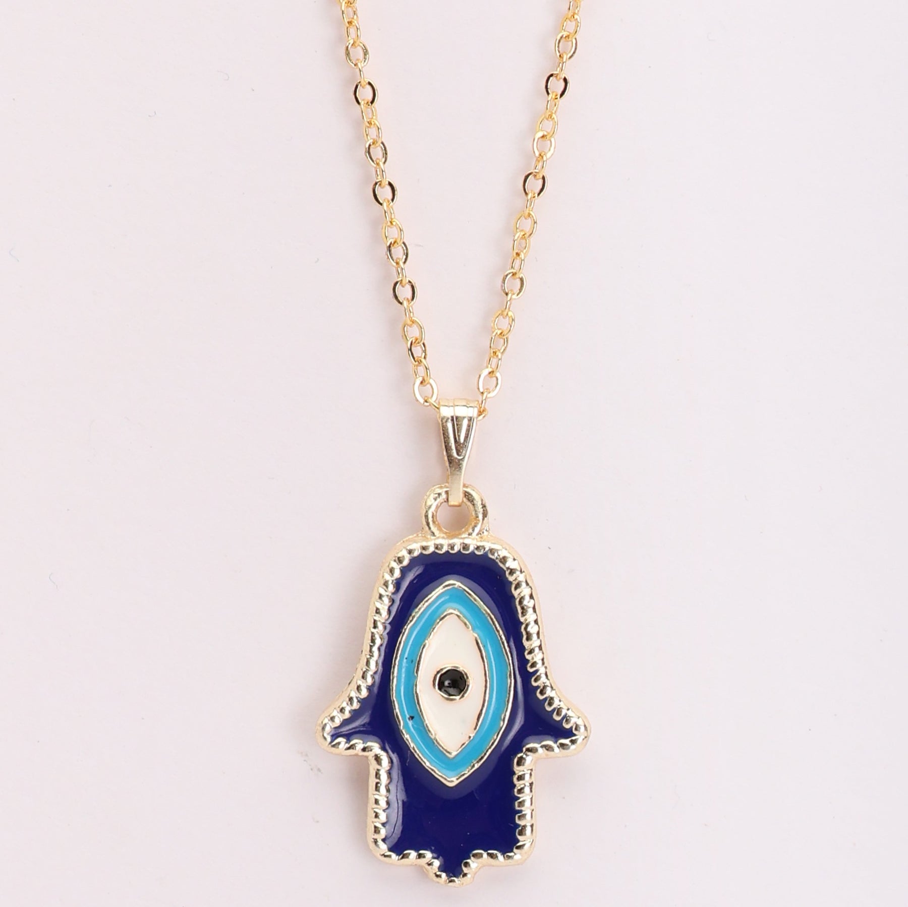 LAIDA Gold Plated Blue Hamsa Pendant