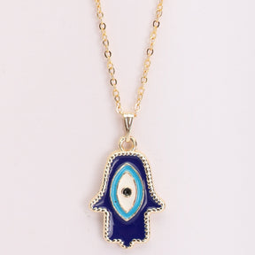 LAIDA Gold Plated Blue Hamsa Pendant