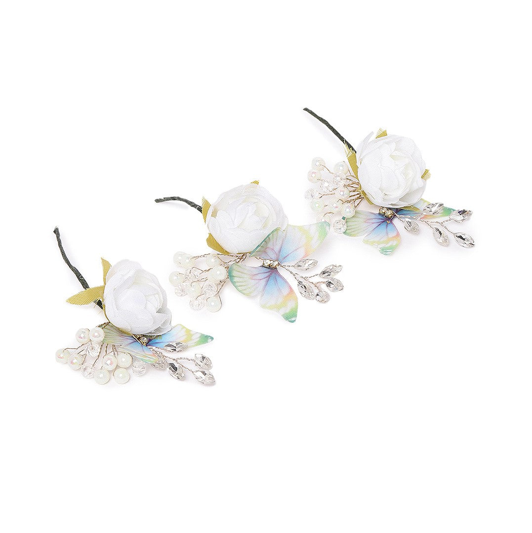 White Organza Rose Flower Hair Clip Brooch PinMade in Korea  Bella  Precious