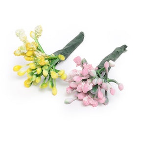 Set of 12 Floral Hair Pins - 6 yellow & 6 Pink