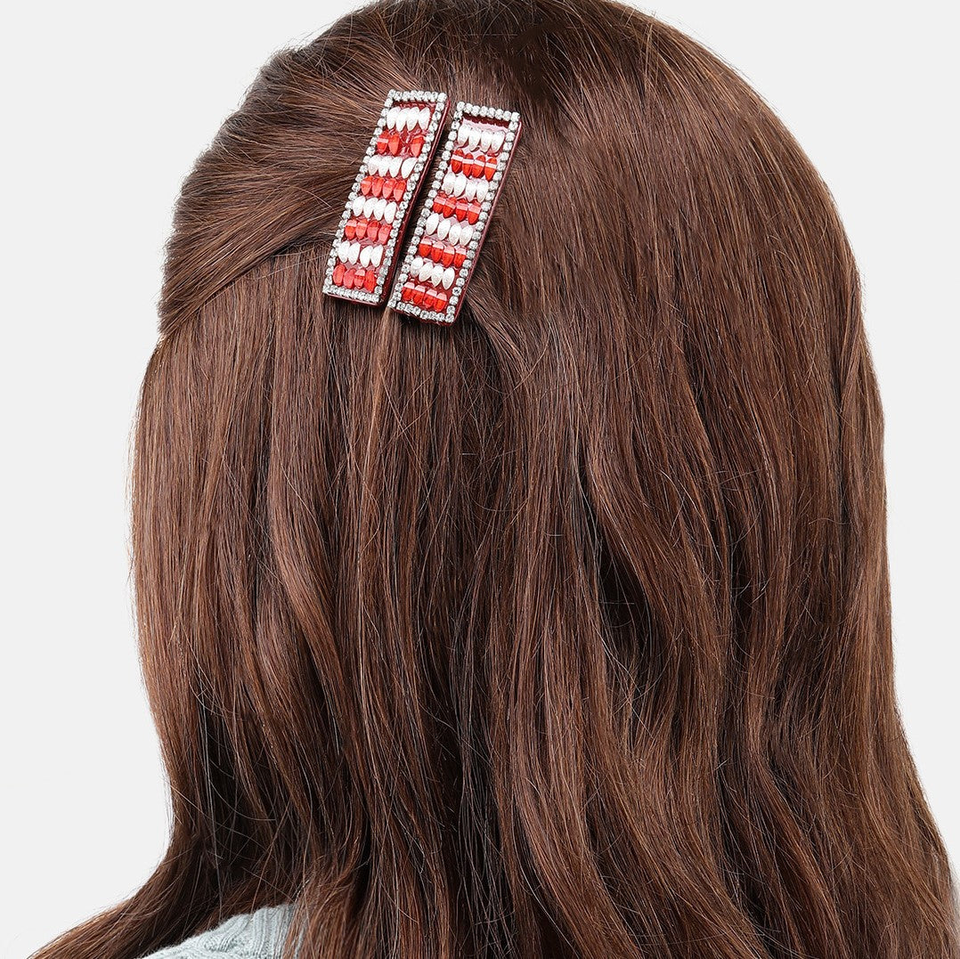 Laida Women Set of 2 Metal Embellished Tic Tac Hair Clip