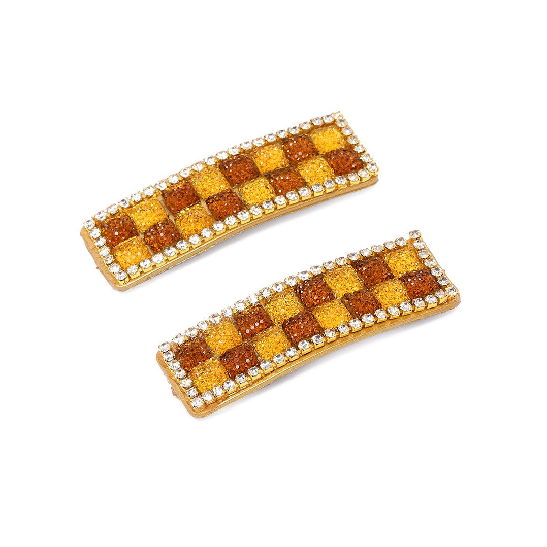 Laida Women Set of 2 Embellished Metal Tic Tac Hair Clip