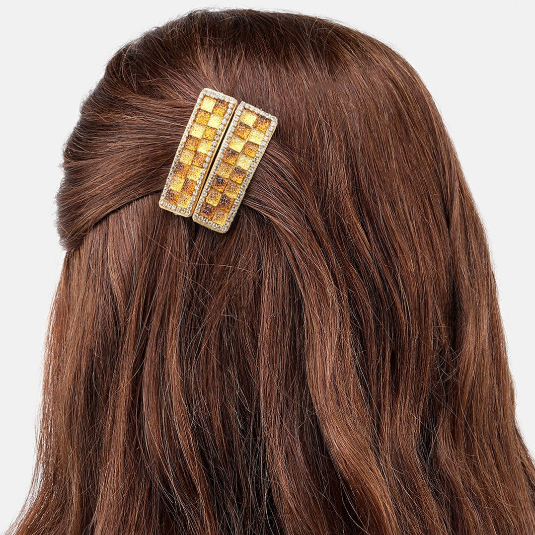 Laida Women Set of 2 Embellished Metal Tic Tac Hair Clip