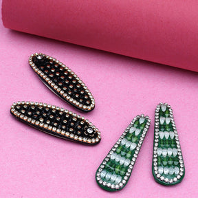 Laida Women Set of 4 Metal Embellished Tic Tac Hair Clip