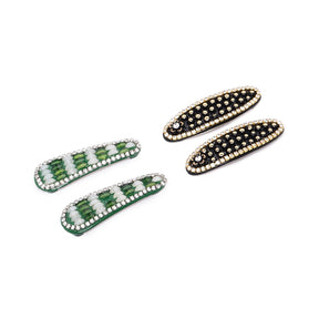 Laida Women Set of 4 Metal Embellished Tic Tac Hair Clip