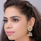 Black & Gold-Plated Enameled Meenakari Dome Shaped Jhumkas