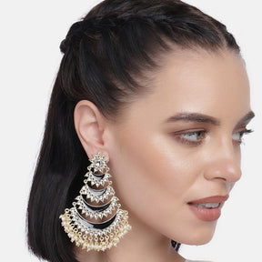 Gold-Plated Crescent Shaped Drop Earrings