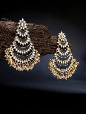 Gold-Plated Crescent Shaped Drop Earrings