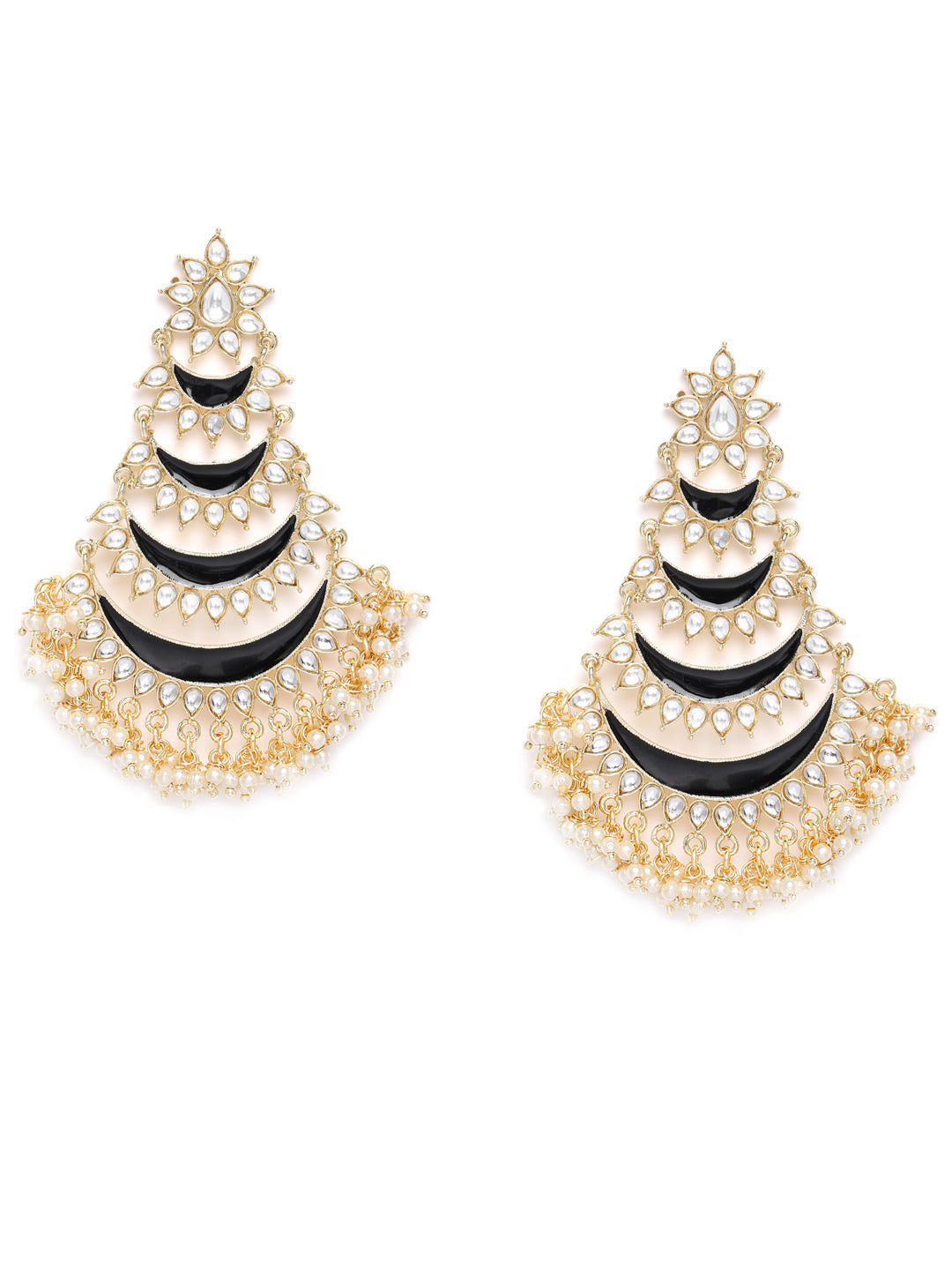 Gold-Plated Crescent Shaped Drop Earrings