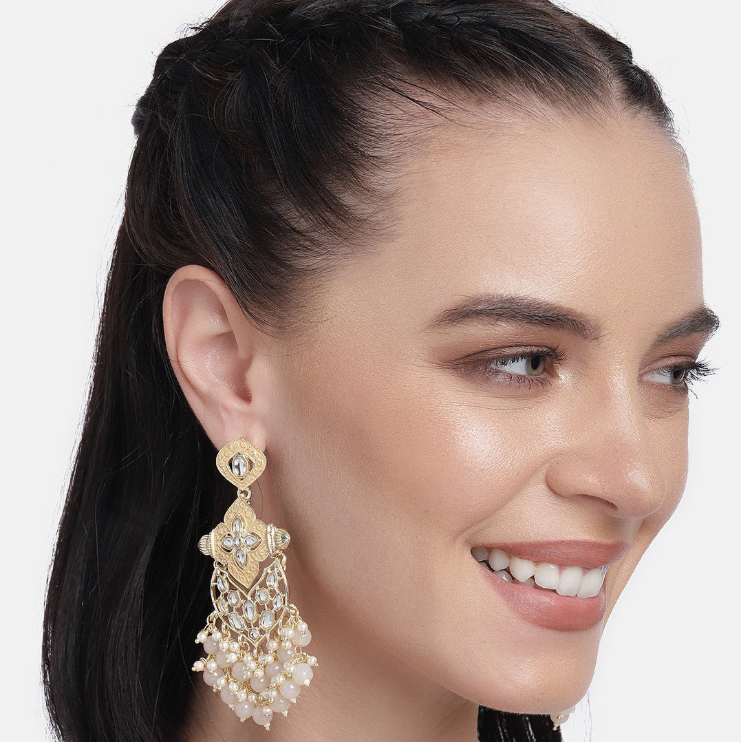 Laida Gold-Plated Kundan Studded Drop Earrings