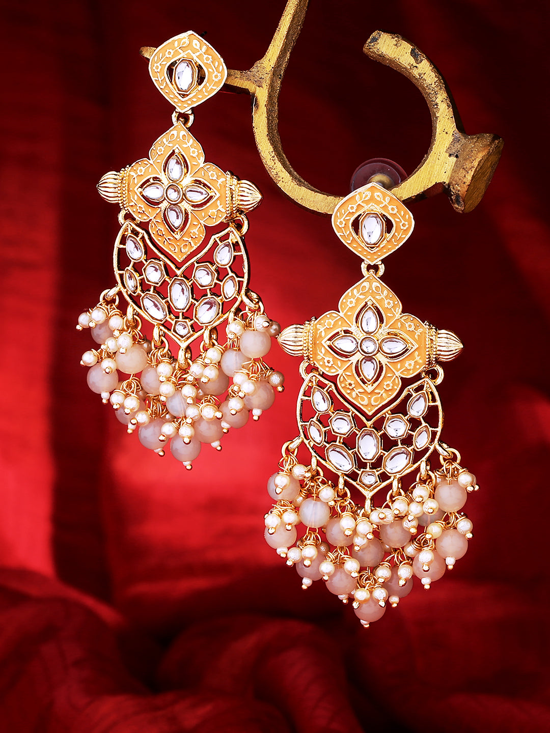 Laida Gold-Plated Kundan Studded Drop Earrings