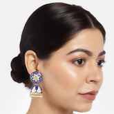 Blue & Gold-Plated Meenakari Dome Shaped Jhumkas