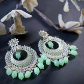 Gold-Plated & Sea Green Classic Chandbalis