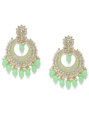 Gold-Plated & Sea Green Classic Chandbalis