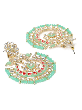 Gold-Plated & Green Classic Drop Earrings