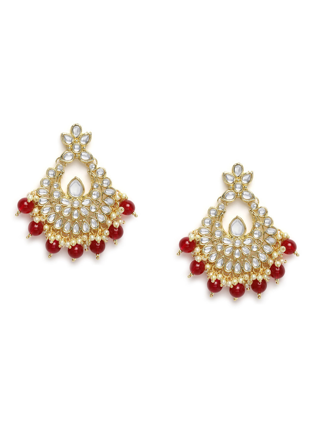 Laida Maroon & White Gold Plated Contemporary Drop Earrings