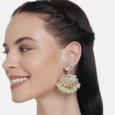 Gold-Plated & Green Classic Kundan Drop Earrings