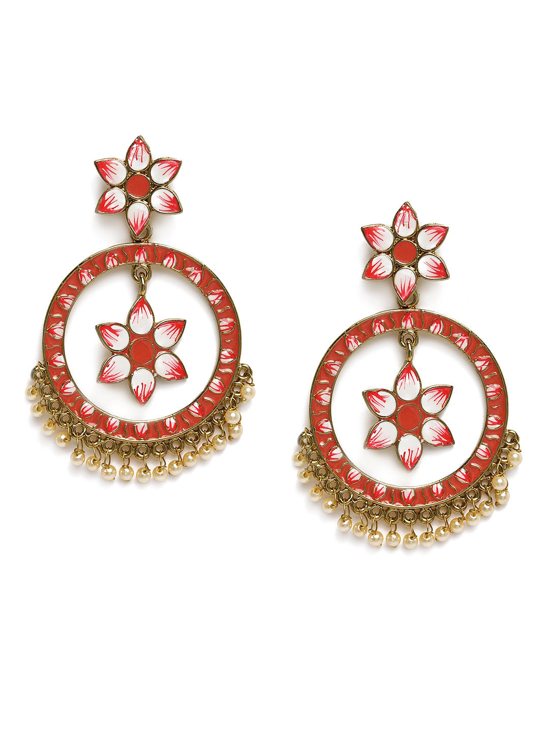 LAIDA Pink & Gold Plated Floral Drop Earrings