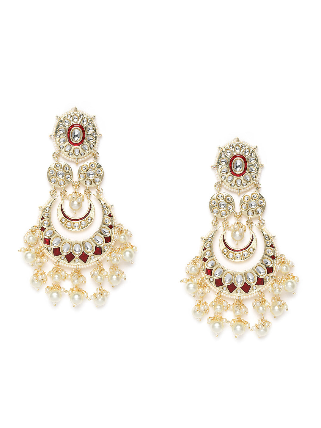 Laida Gold-Plated Double Layered Classic Drop Earrings