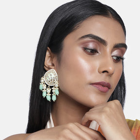 Gold-Plated & Green Classic Drop Earrings