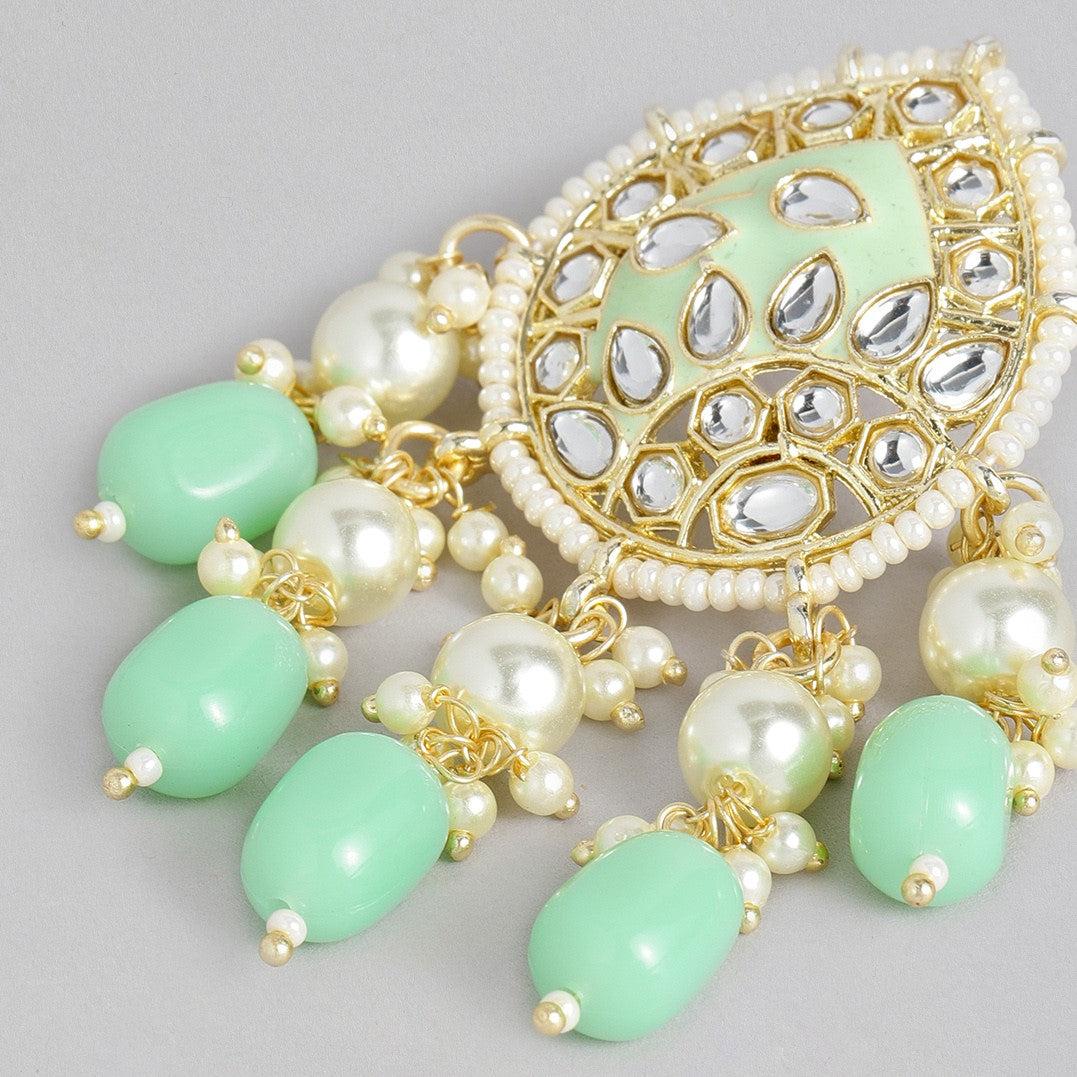 Gold-Plated & Green Classic Drop Earrings